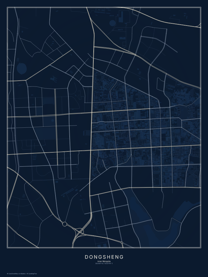 Dongsheng map poster, midnight style