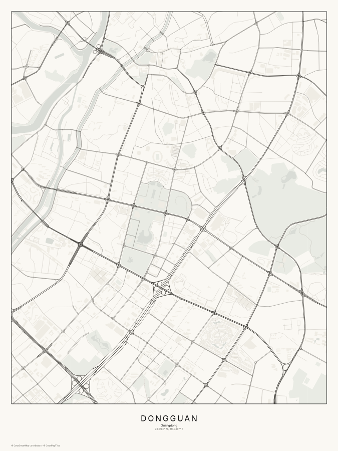 Dongguan map poster, classic style