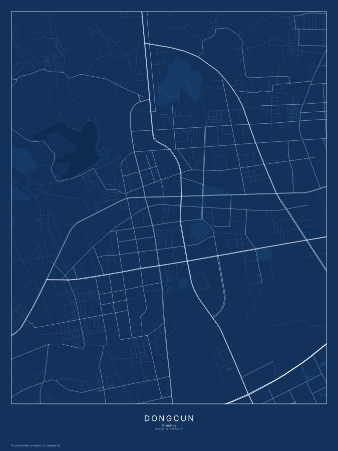 Dongcun map poster, blueprint style