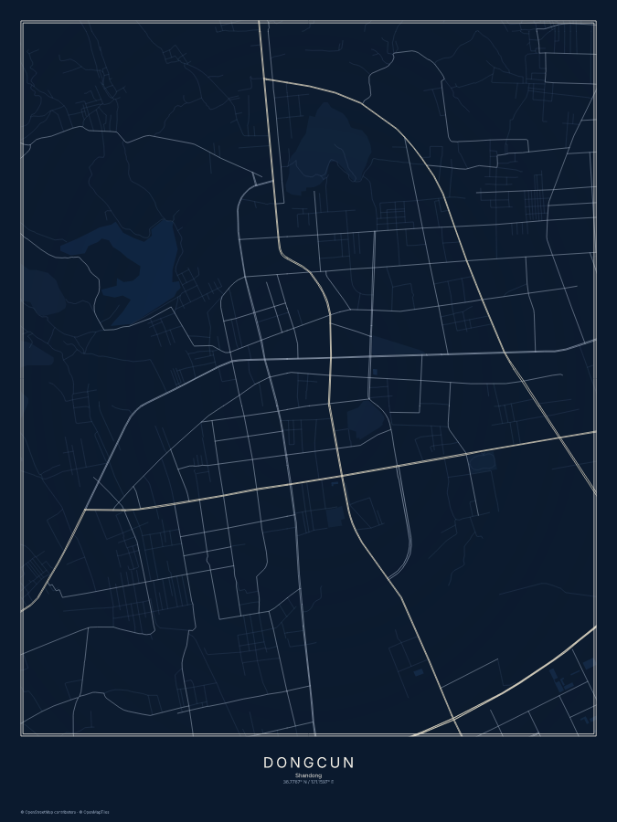 Dongcun map poster, midnight style