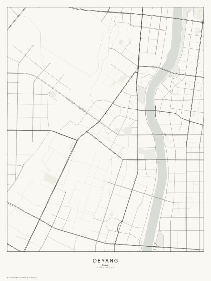 Deyang map poster, classic style