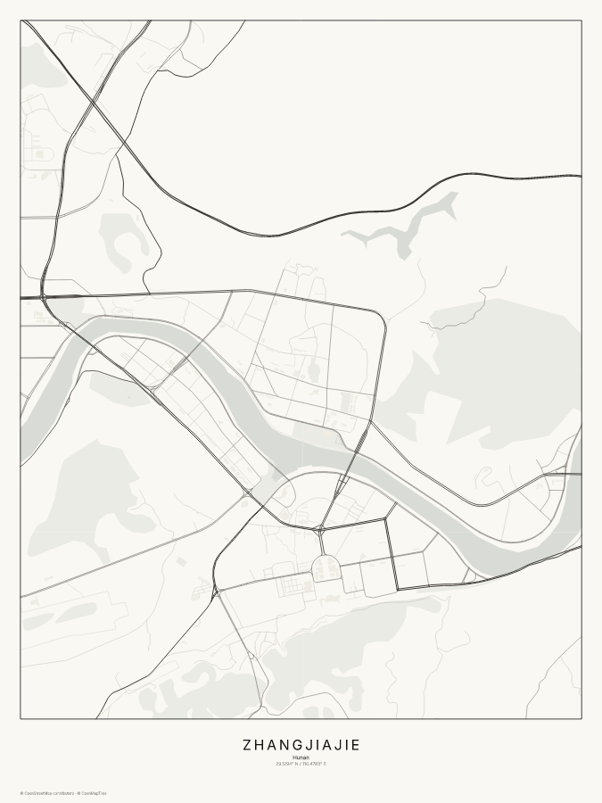 Zhangjiajie map poster, classic style