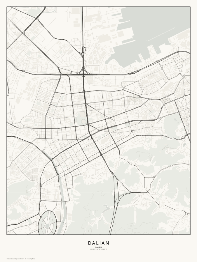Dalian map poster, classic style