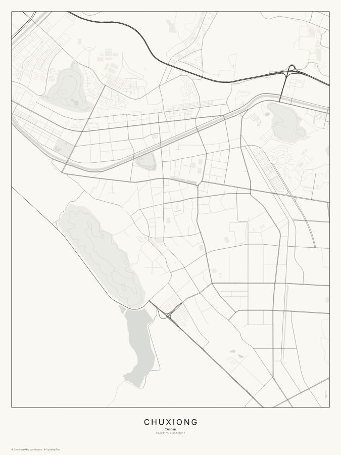 Chuxiong map poster, classic style
