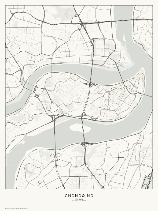 Chongqing map poster, classic style