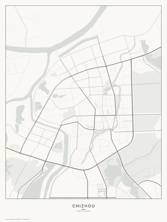 Chizhou map poster, classic style