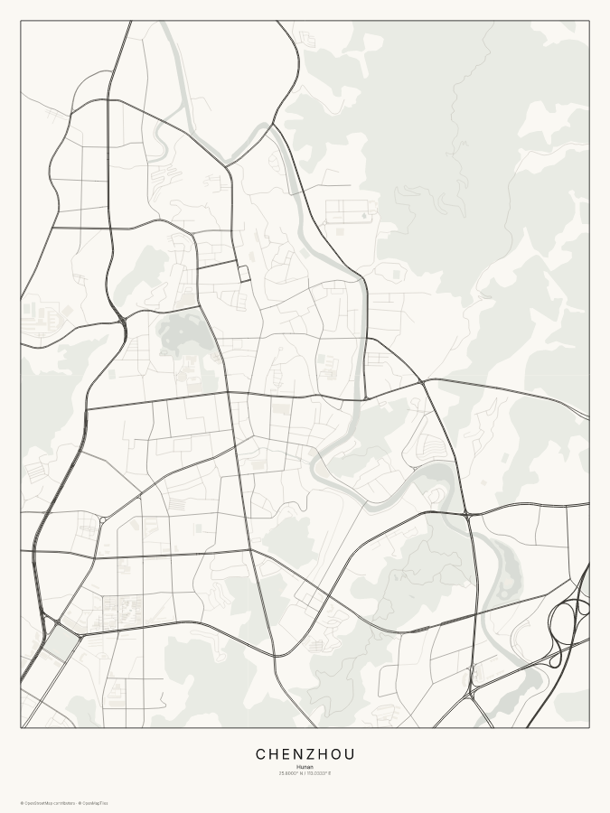 Chenzhou map poster, classic style