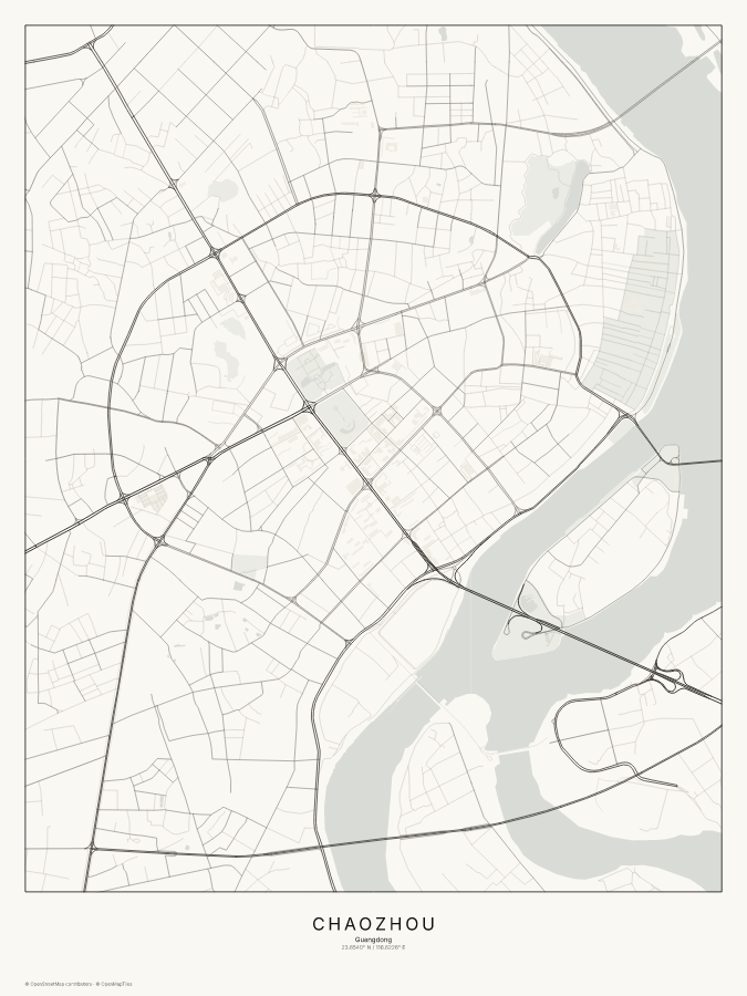 Chaozhou map poster, classic style