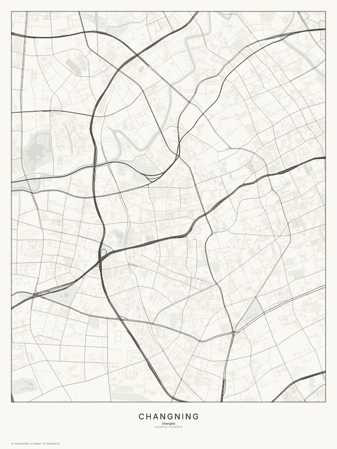 Changning map poster, classic style