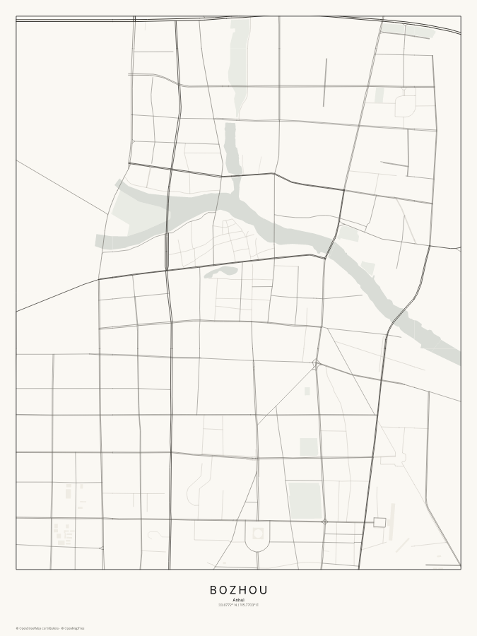 Bozhou map poster, classic style