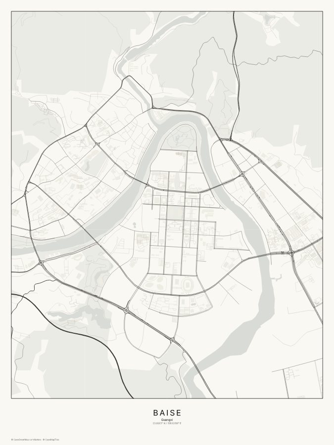 Baise map poster, classic style