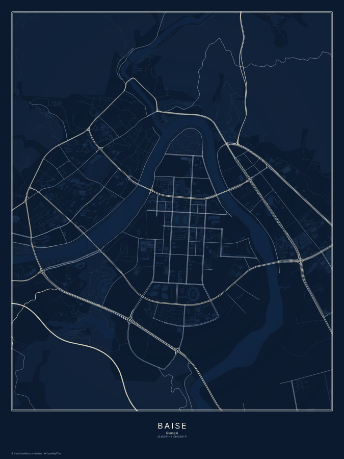 Baise map poster, midnight style