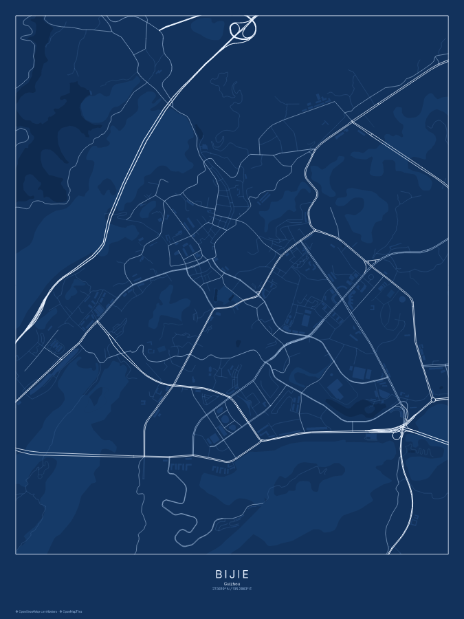 Bijie map poster, blueprint style