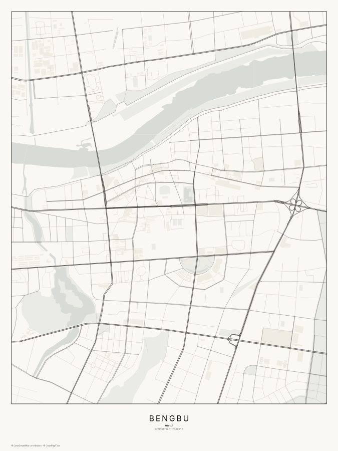 Bengbu map poster, classic style
