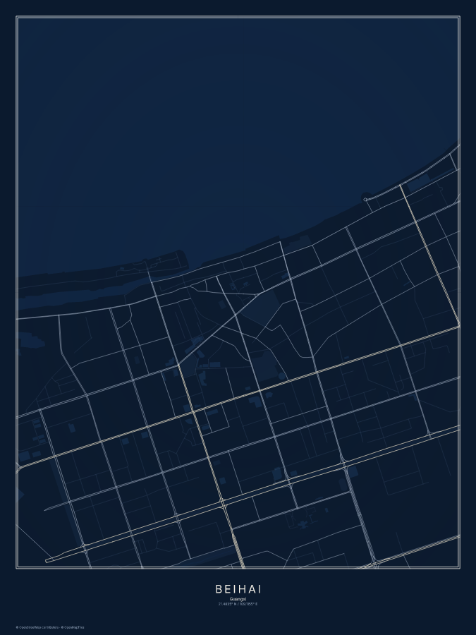 Beihai map poster, midnight style