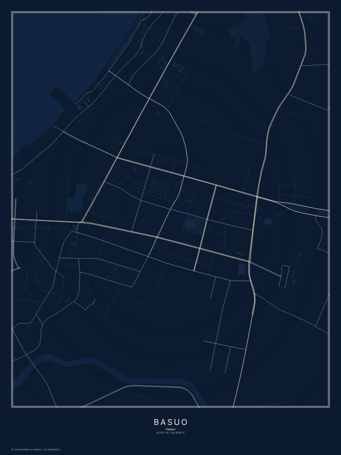 Basuo map poster, midnight style