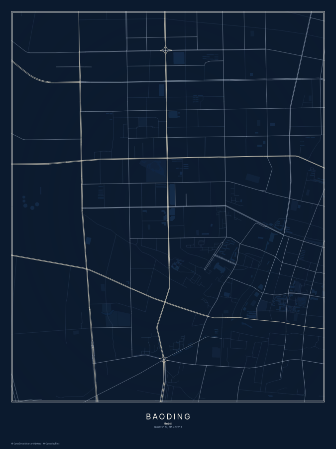 Baoding map poster, midnight style