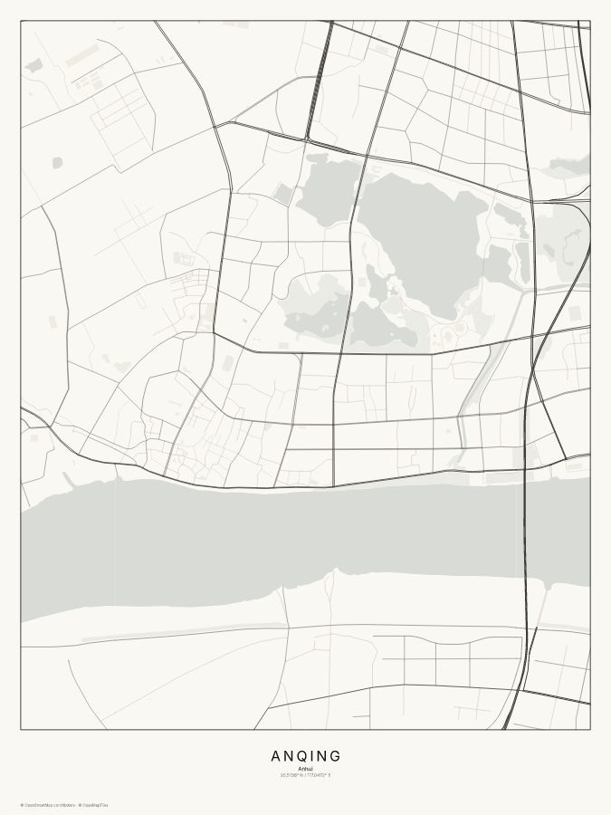 Anqing map poster, classic style