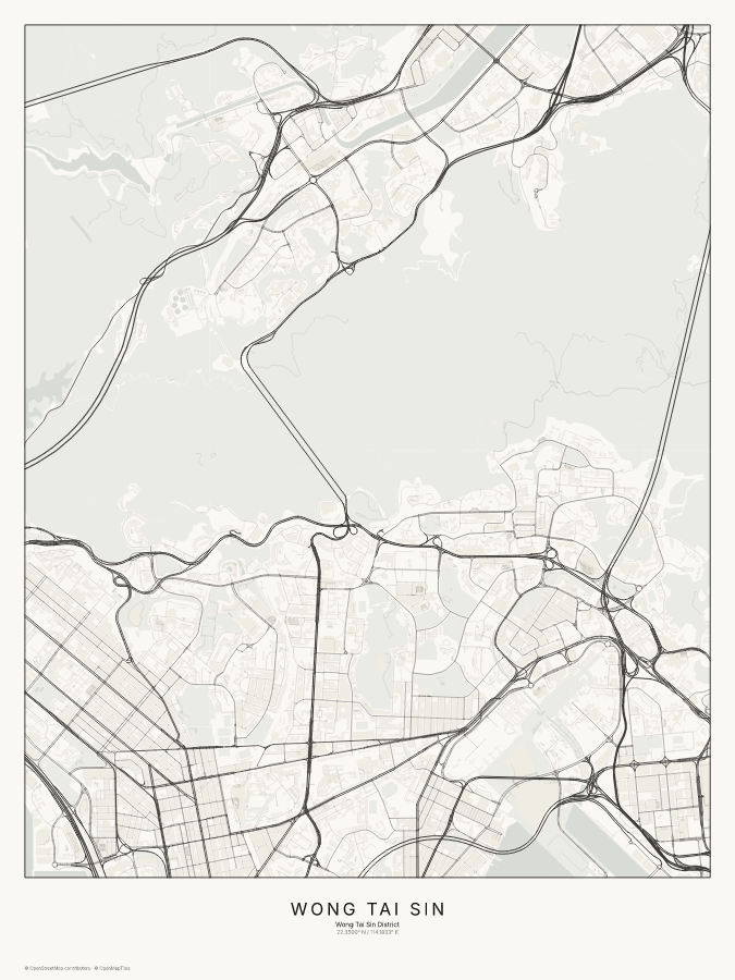Wong Tai Sin map poster, classic style