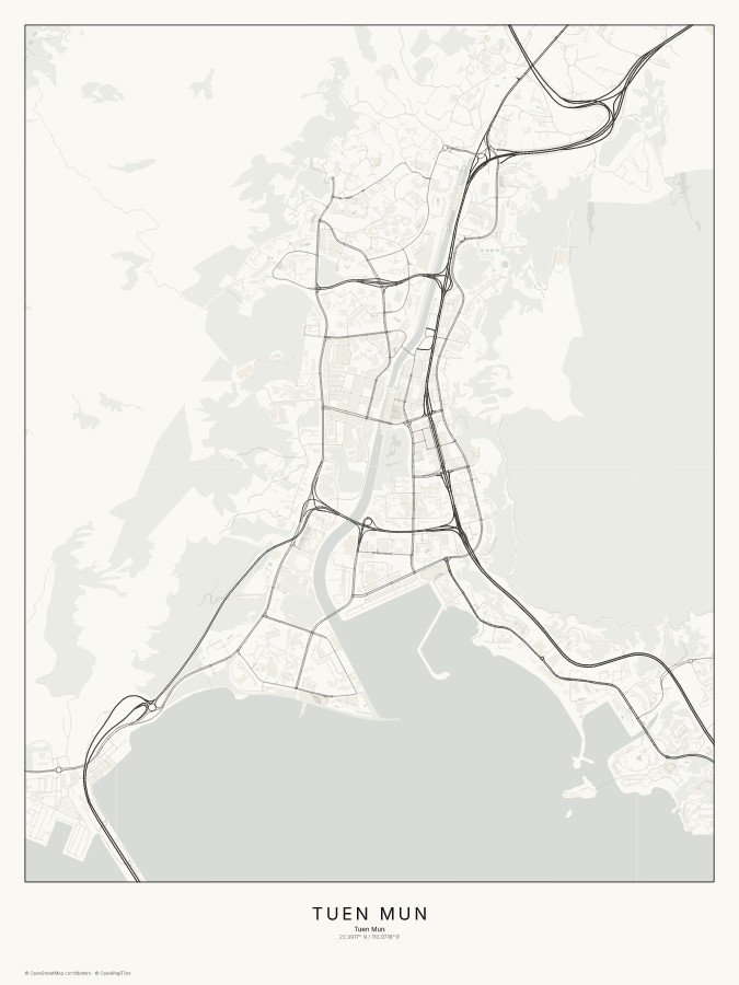 Tuen Mun map poster, classic style