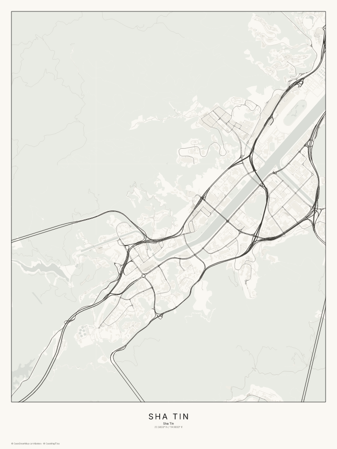 Sha Tin map poster, classic style