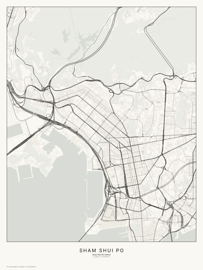 Sham Shui Po map poster, classic style