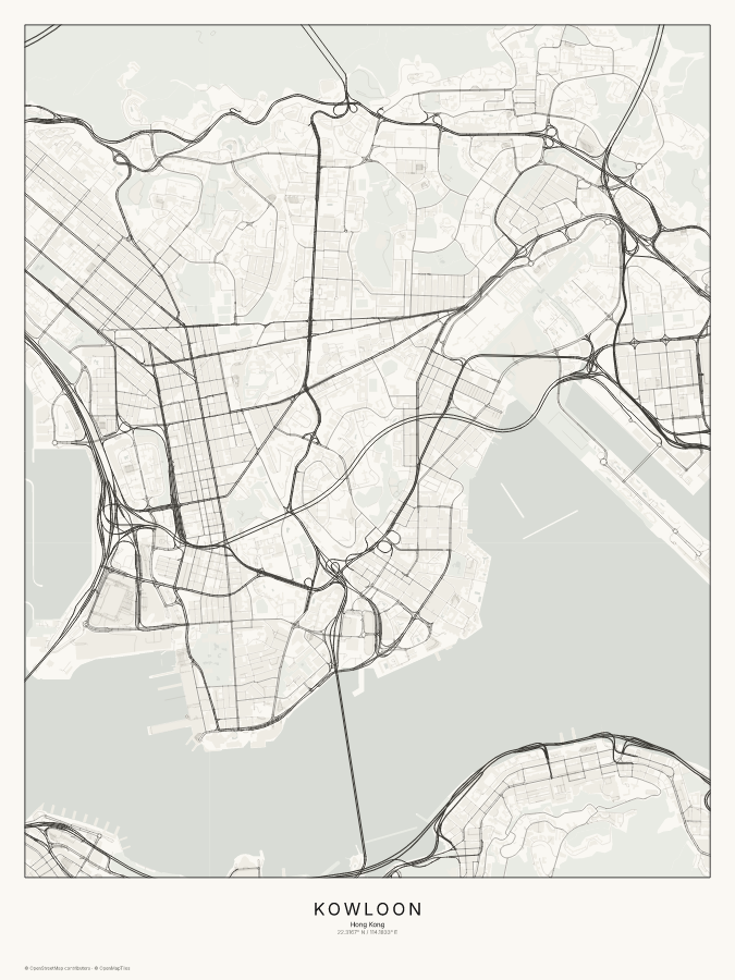 Kowloon map poster, classic style