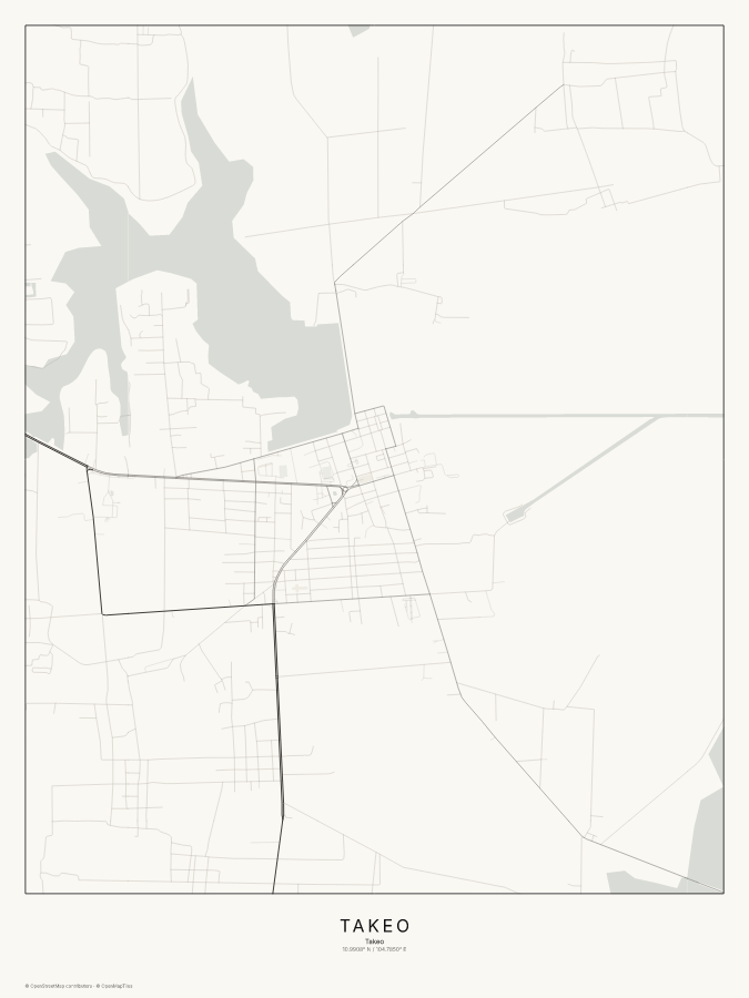 Takeo map poster, classic style