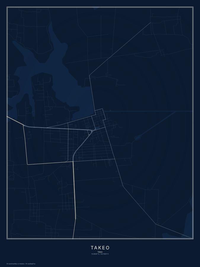 Takeo map poster, midnight style