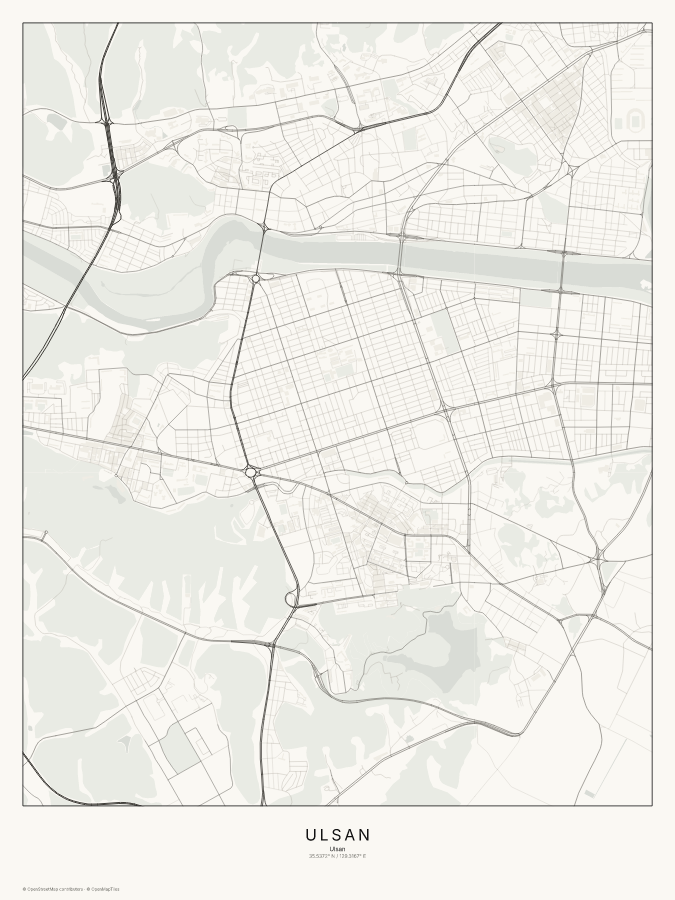 Ulsan map poster, classic style