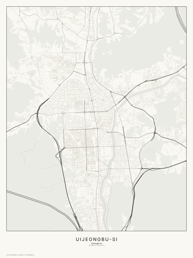 Uijeongbu-si map poster, classic style