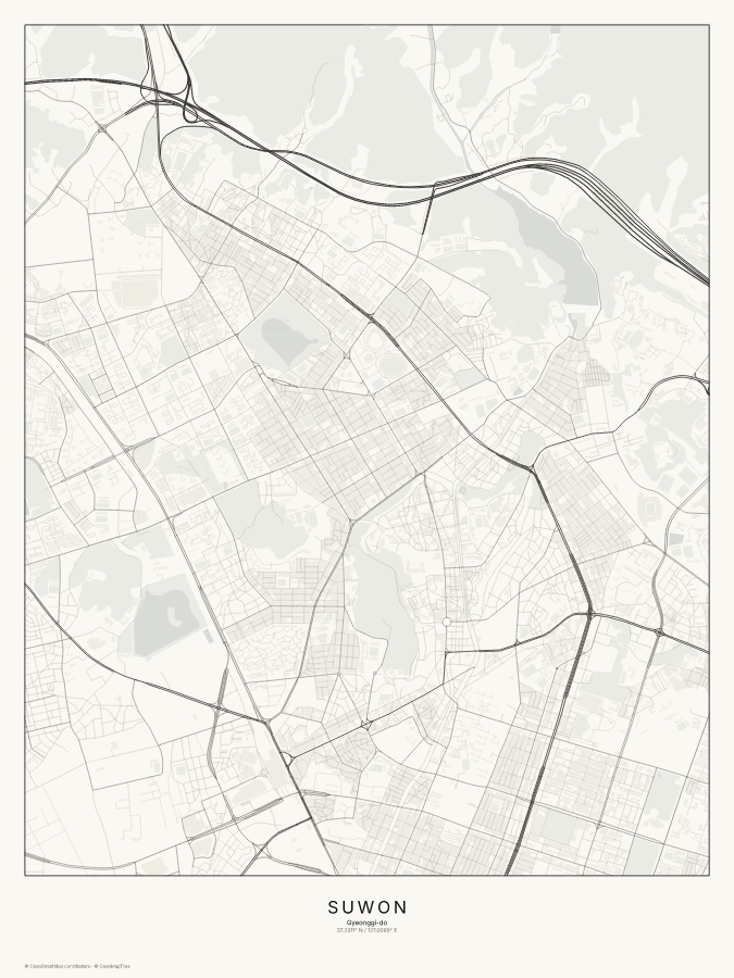 Suwon map poster, classic style