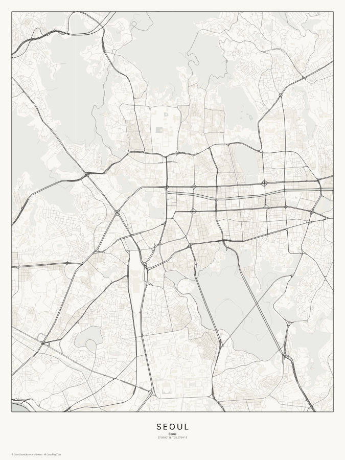 Seoul map poster, classic style
