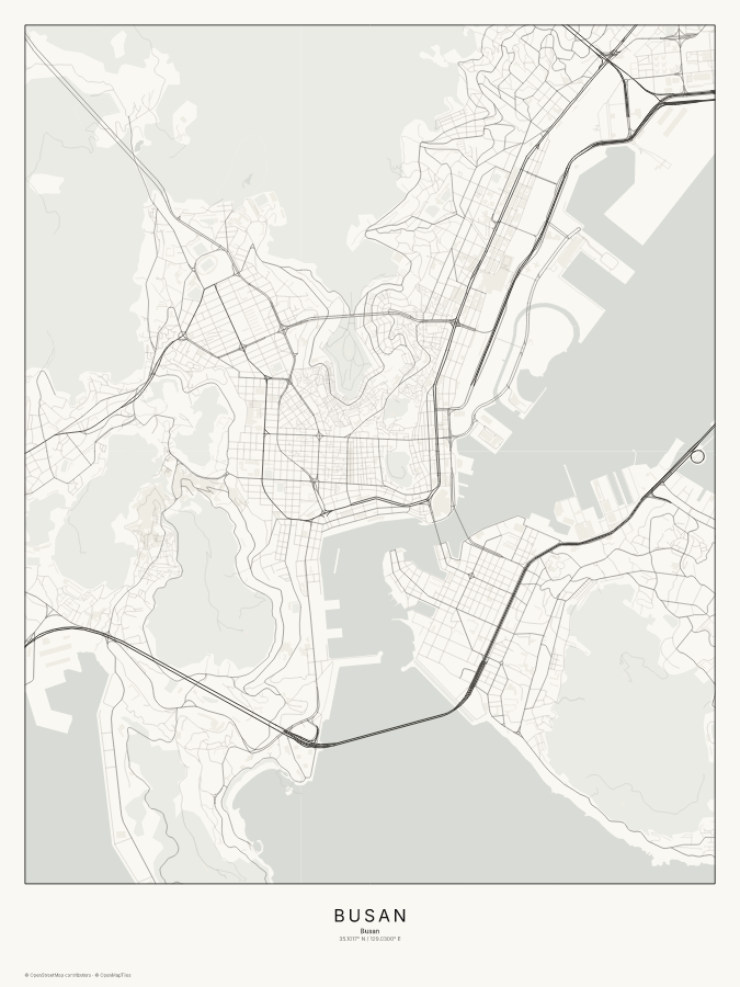 Busan map poster, classic style