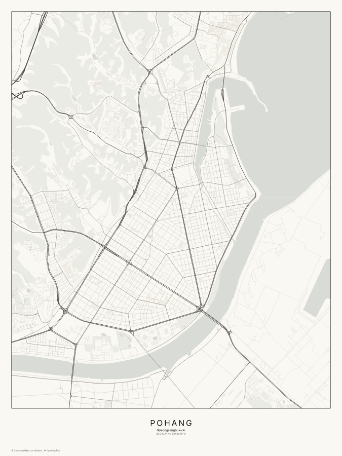 Pohang map poster, classic style