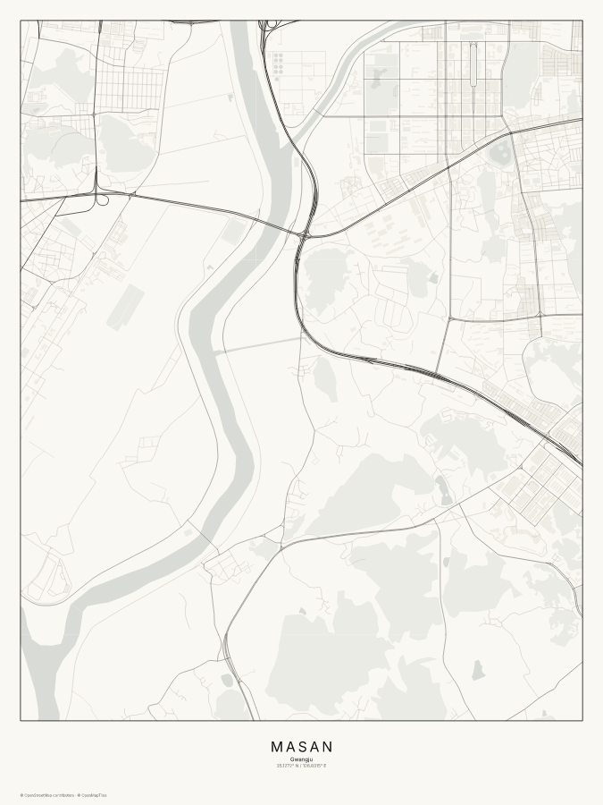 Masan map poster, classic style