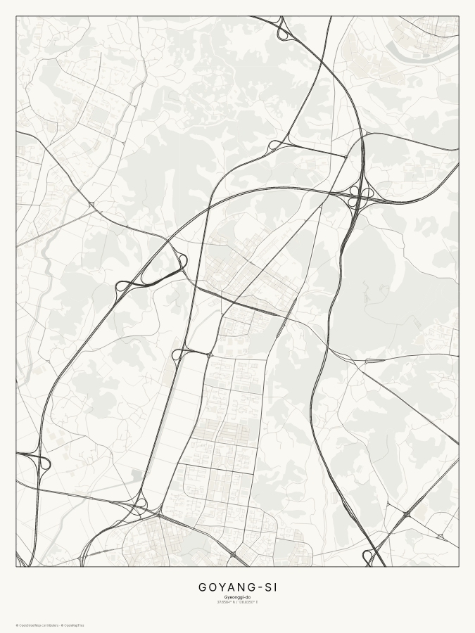 Goyang-si map poster, classic style
