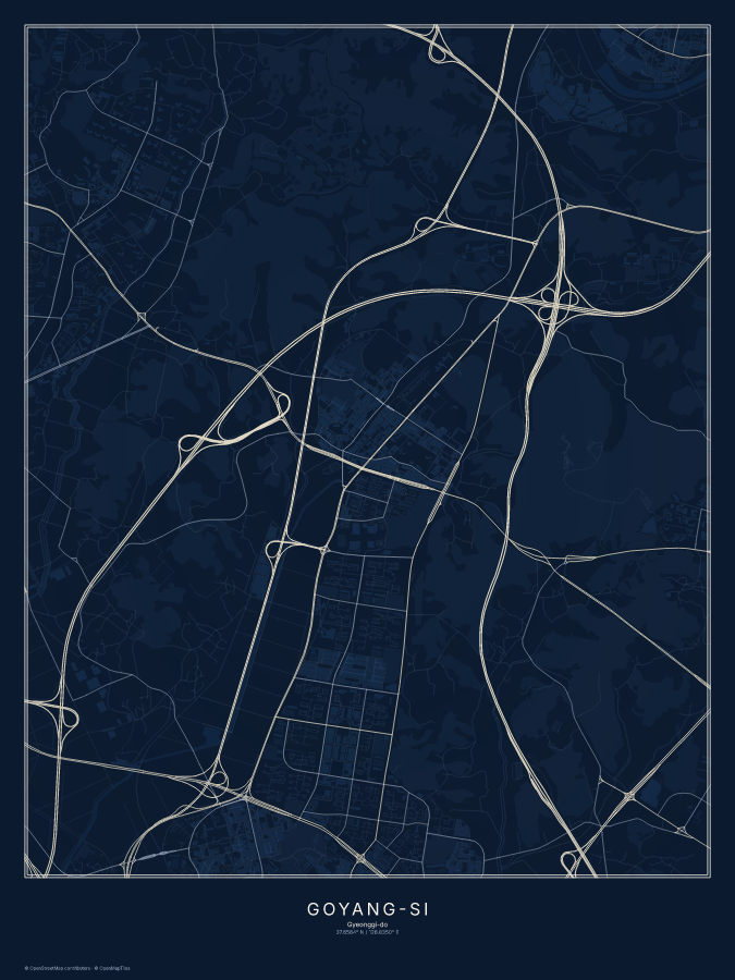 Goyang-si map poster, midnight style
