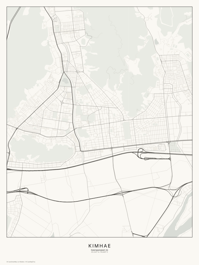 Kimhae map poster, classic style