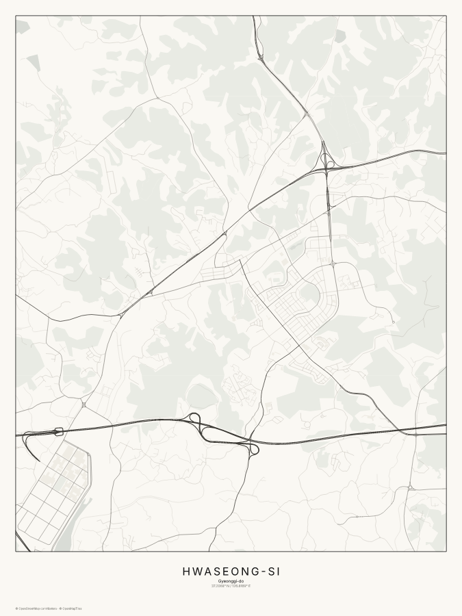 Hwaseong-si map poster, classic style