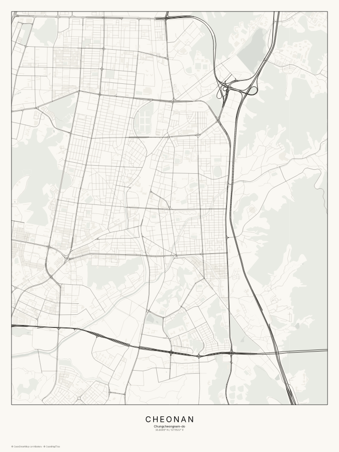 Cheonan map poster, classic style