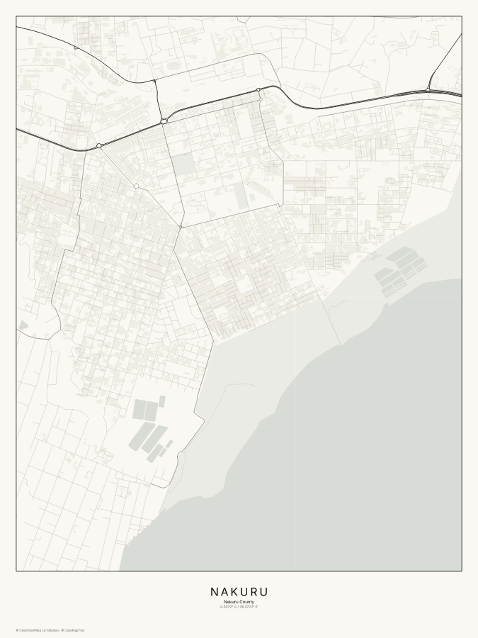 Nakuru map poster, classic style