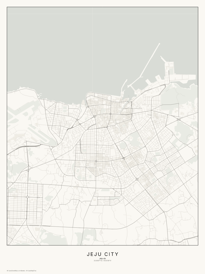 Jeju City map poster, classic style