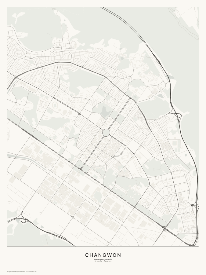 Changwon map poster, classic style