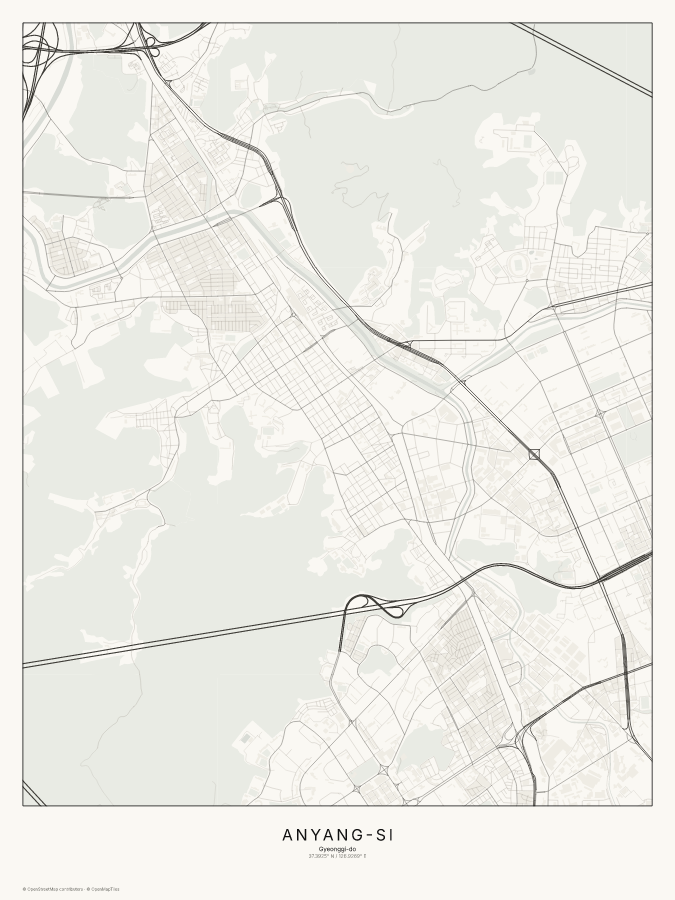 Anyang-si map poster, classic style
