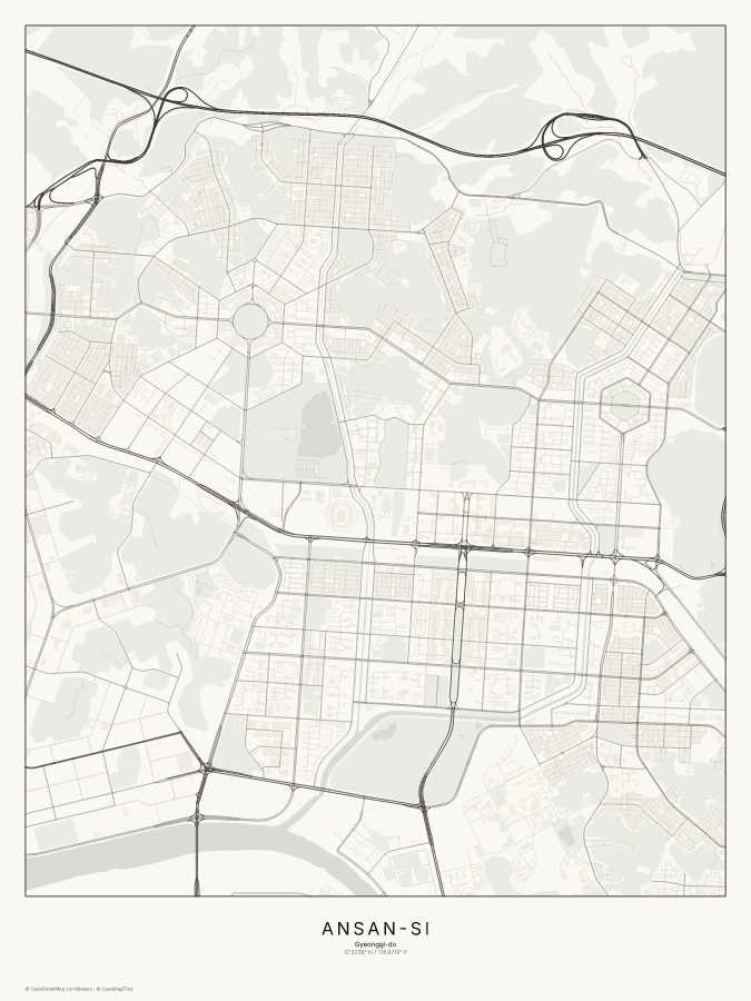 Ansan-si map poster, classic style