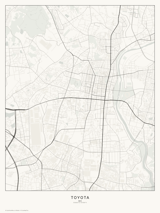 Toyota map poster, classic style