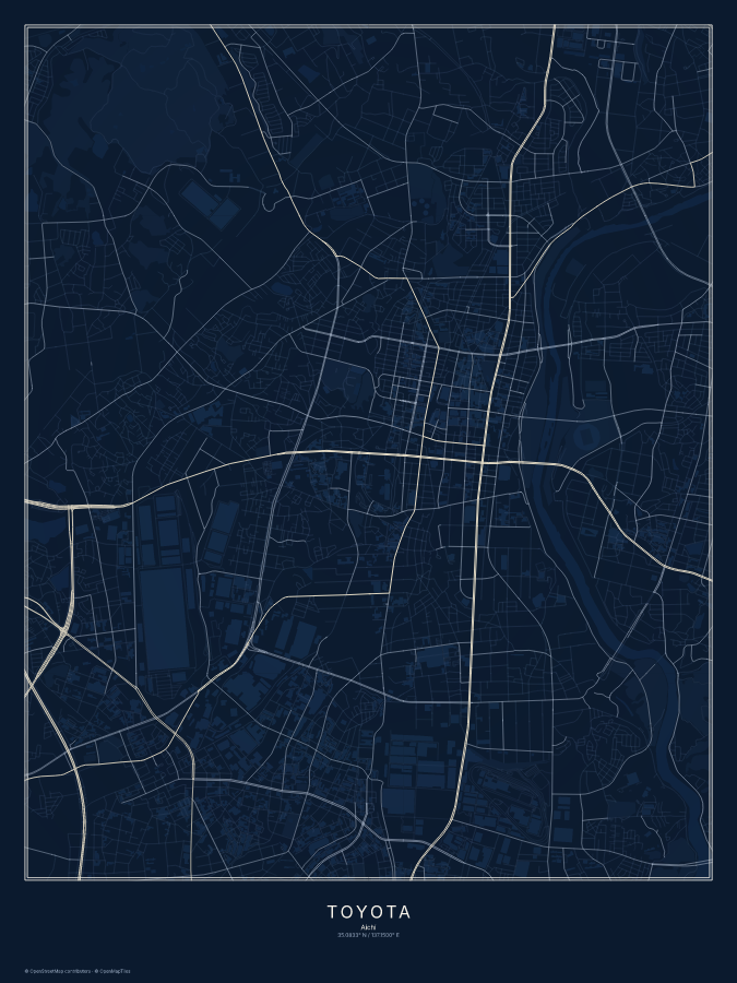 Toyota map poster, midnight style