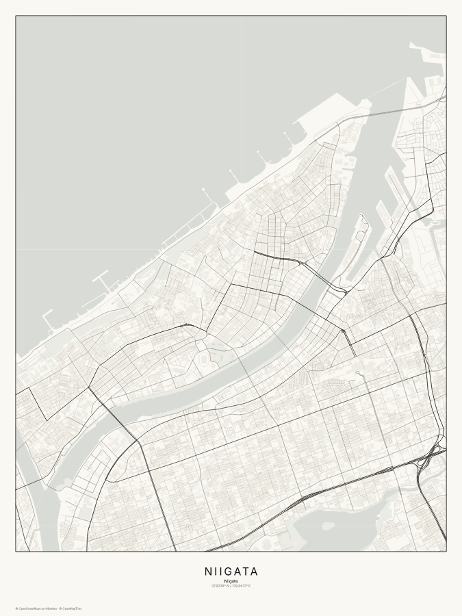Niigata map poster, classic style