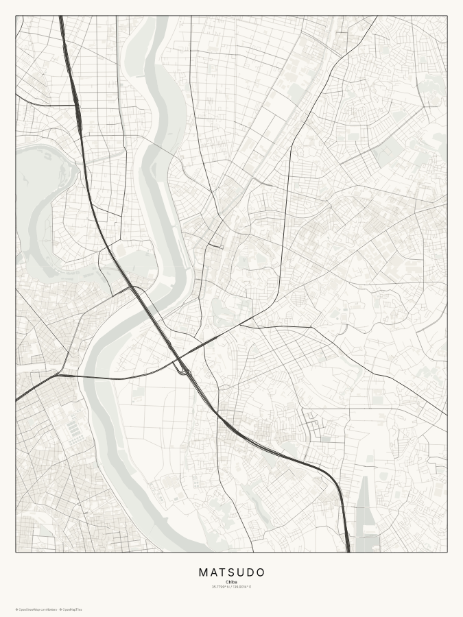 Matsudo map poster, classic style